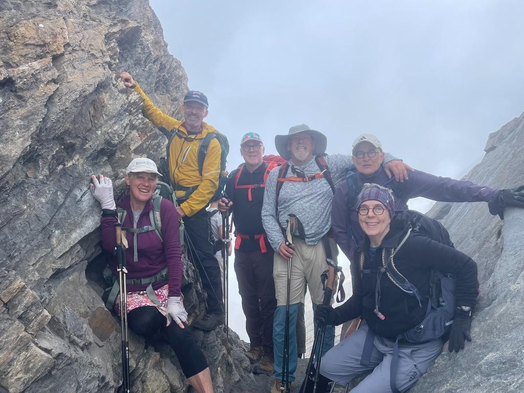 Summit group photo on the Three Giants route