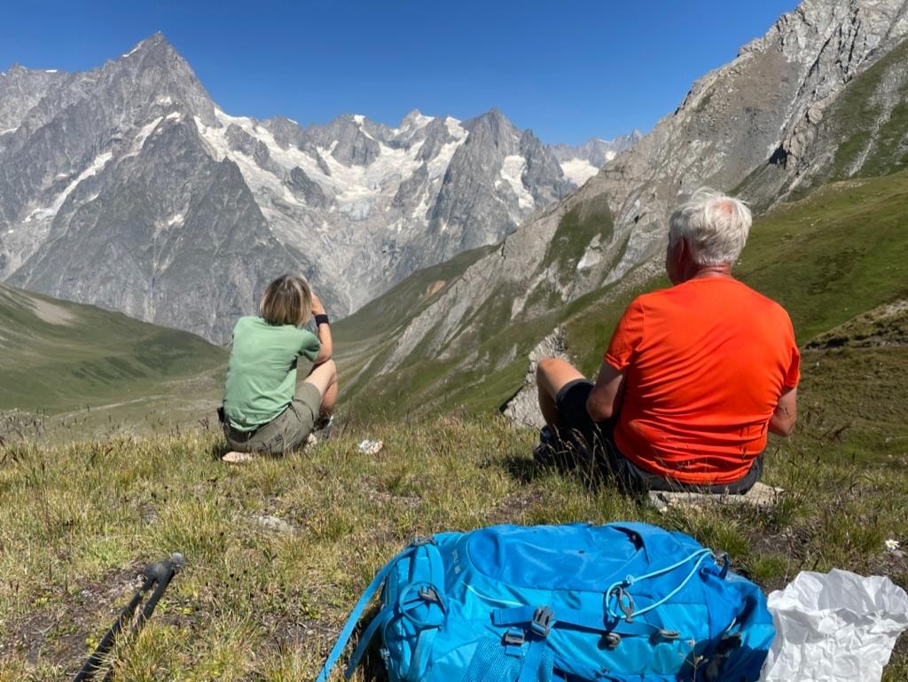Rest stop in the valley with Mont Blanc in view